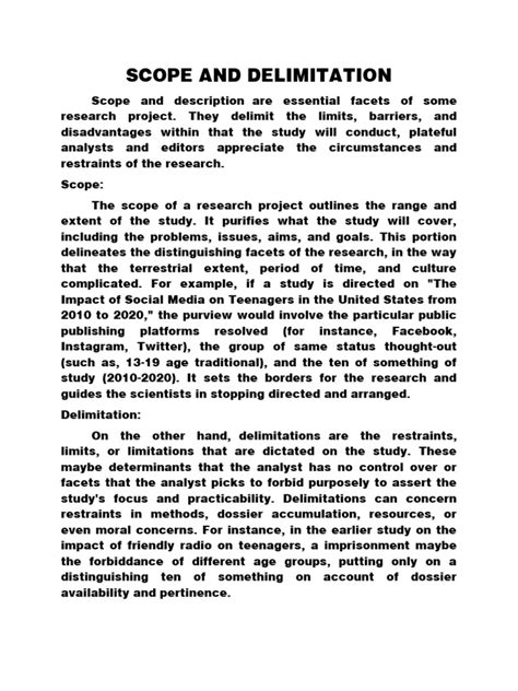 saklaw at delimitation|How To Write Scope and Delimitation of a Research Paper.